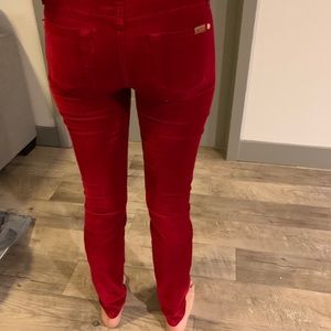 7 For All Mankind Red Velvet Jeans w Gold Button